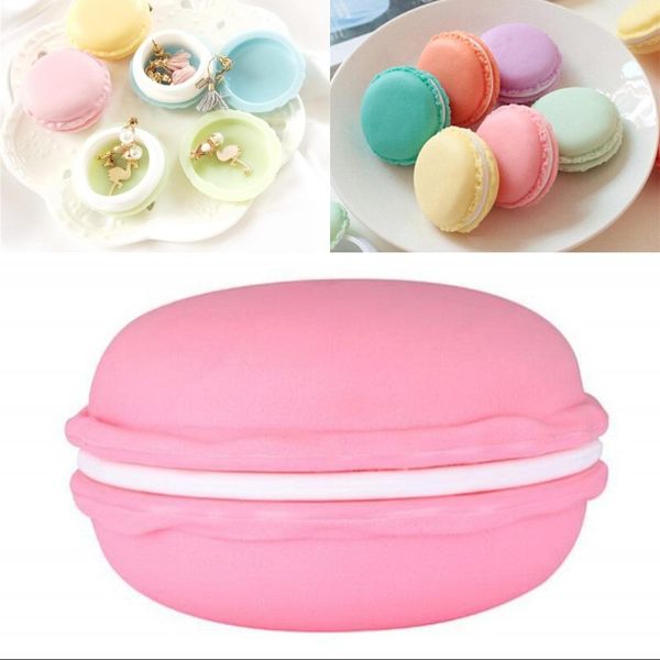 Mini estuche de almacenamiento de joyas Macaron redonda de cajas de regalo de caja de color sólido