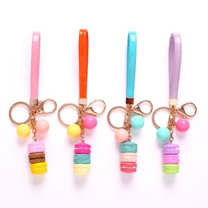 Macarons Cake Sleutelhanger Hide Touwtas Hanger Sleutelhanger Auto Sleutelhanger Baby Shower Party Giften Bruiloft Levert Gunsten