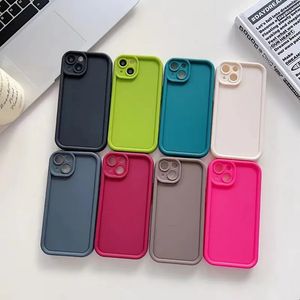 Macarons Kleuren Luxe Zacht Snoep Vloeibaar Siliconen Telefoonhoesje Schokbestendige Bumper Achterkant Voor iPhone 15