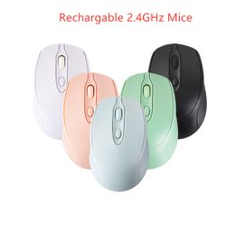 Macarons Botón de silencio Ratones Recargables Ajuste de DPI de 2,4 GHz Receptor de mouse inalámbrico óptico USB para computadora MAC Tablet PC Computadora portátil de escritorio con caja al por menor