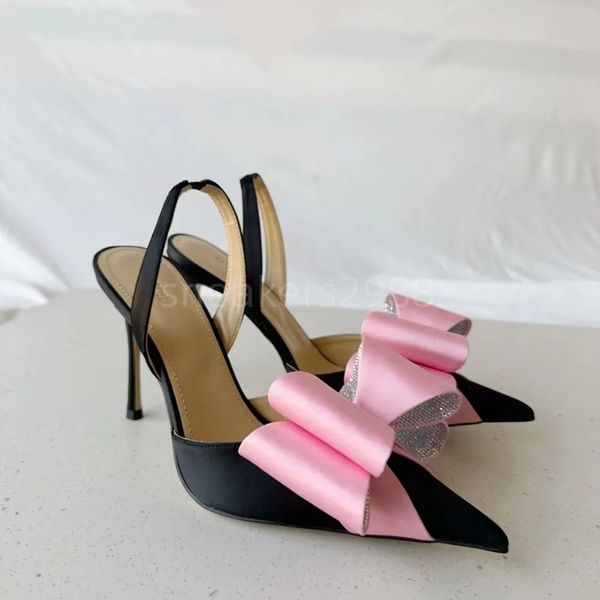 MachMach designer chaussures habillées en satin pompe à nœud sandales à sangle arrière semelle en cuir talons hauts femmes sandales à talons hauts