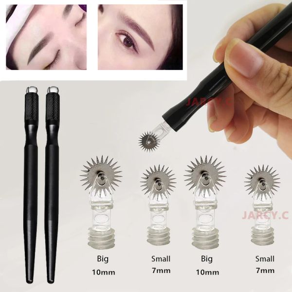 Máquina 100/50pcs Roller Fog Agujas de cejas para herramientas de maquillaje de lápiz de perforación de tatuaje manual Microblading Blades para PMU para colorear más rápido