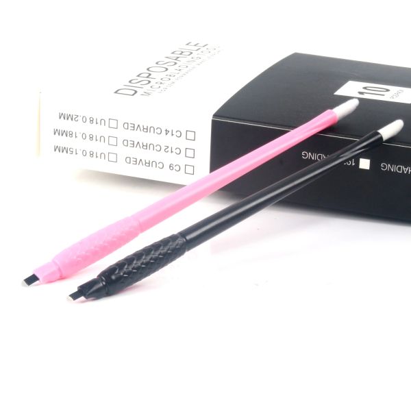 Machine 10pcs Micoblading Pen Dlissable Hand Tools Pink Black 18U 0,15 mm / 0,18 mm Professionnel pour microblading tatouage Nouveau design