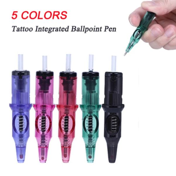 Machine 20pcs Tatouage Disposable Tatoo Ballpoint Cartridge Needles for Beginners and Designer 5 Couleurs Universal Drawing Practice Needles