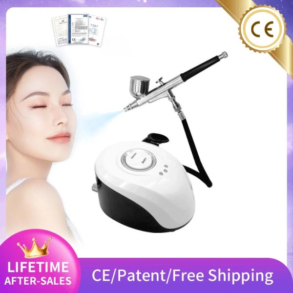 Machine Airbrush Gun avec compresseur d'oxygène injection de nail art pulvérisation peinture hydratante hydratante rajeunissante nettoyage du visage