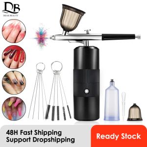 Machine Airbrush Paint Spray Gun Air Compressor draagbare airbrush voor Nail Art Tattoo Craft Cake Nano Fog Mist Sprayer Oxygen Injector