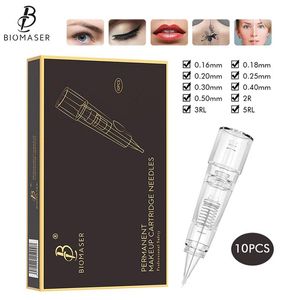 Máquina Biomaser Profesional Agujas de cartucho de maquillaje permanente 1R/2R/3RL/5RL Tatuaje esterilizado desechable Tatuaje de tatuaje de agujas de tatuaje Hine puntas