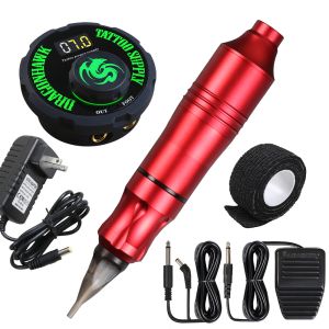Machine complete roterende tattoo hine pen set tattoo kit lcd power pedaal permanente make -up hine assortiment ru snelle verzending