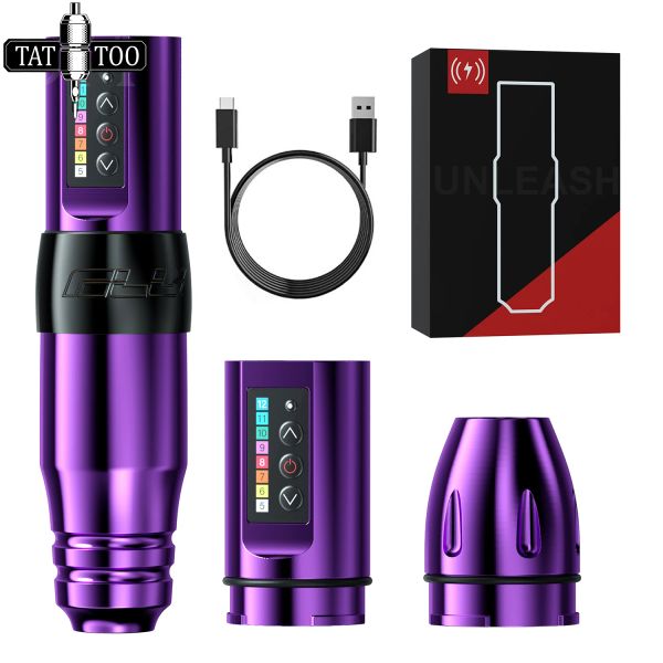 Machine DM DM Wireless Tattoo Hine Kit sans noyau moteur sans noyau 2400mAh Power SMP RotaryTattoo Styl Ensemble avec une poignée de 28 mm