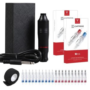 Machine Dragonhawk Professional Rotary Pen Tattoo Kit Mix maat Patroon Nddles Set LCD Mini