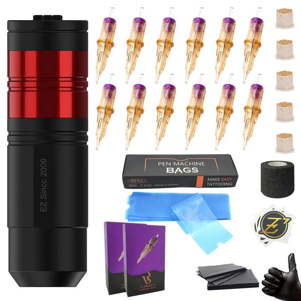 Machine EZ Complete Tattoo Kit Evotech S Inalámbrico Tattoo Tattoo Hine Personalizado ACCESI con agujas de agujas de cartucho suizo