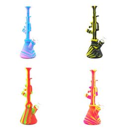 machinegeweer siliconen beker bong 10.6 '' AK47 Unbreakable Silicone Smoking Water Pipe 14mm gewricht Glass Sets Bubbler Water Pipes