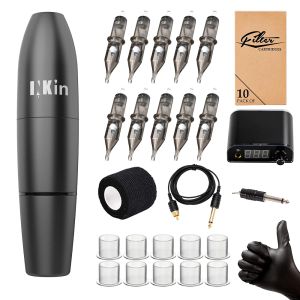 Machine inin mato filter cartridge naalden machine pen kit met voeding voet pedaal tattoo naalden set pak voor pmu smp tattoo