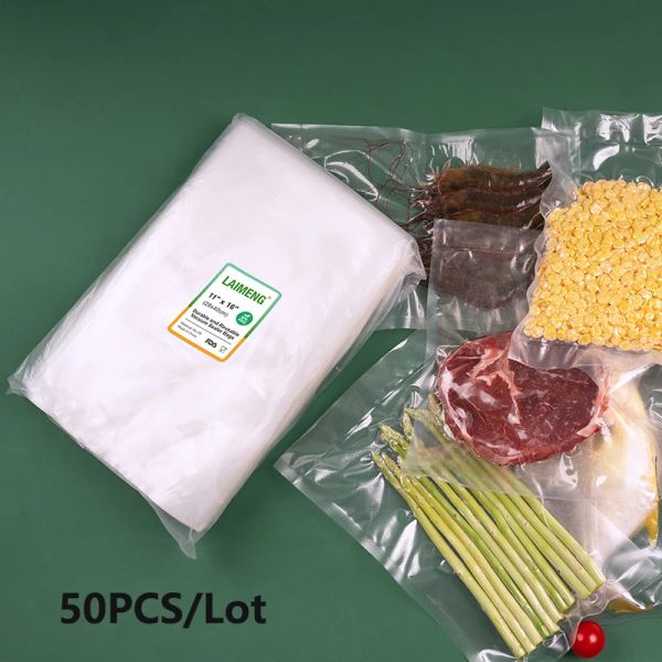 Machine Laimeng 50 sacs pour emballage à vide pour l'économiseur d'économie alimentaire Sceller Sous vide Vaccume Précut Sac de rangement pour emballeur à vide P105