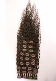 Pince bouclée crépue Remy faite à la Machine dans les Extensions de cheveux humains 100G 100 pinces à cheveux humains en couleur blond brun 9 pièces ensemble 100g2151676