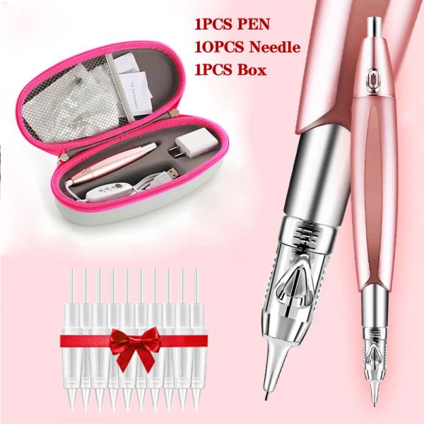 Machine Microblading Charme Princesse Permanent Makeup Machine Kit Machine Machine Tatouage Digital Pen MTS BEAUTY Supply avec des aiguilles de 10pcs