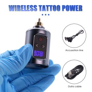 Machine Mini LED Alimentation de tatouage sans fil avec commutateur d'anneau RCA Jack Batterie de tatouage portable pour les accessoires d'art corporel rotatif