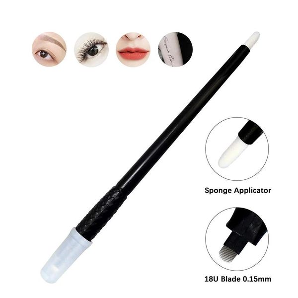 Macchina Nuovo Design 100pc Penna Microblading Usa E Getta 18u con Lama da 0,15mm Trucco Permanente Manuale Sopracciglio Labbra Manipolo Tattoo Hine