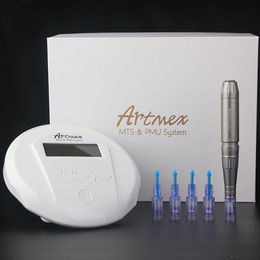 Machine Permanente Make-up Tattoo Machine met Digitaal Bedieningspaneel Micropigmentatie Apparaat Lip Wenkbrauw Pen Artmex V6 met 5 Naalden