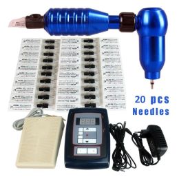 Machine permanente make -up tattoo kits digitale tattoo pen hine + tattoo -voorraad + voetpedaal + 20 naalden voor wenkbrauwlippen tattoo 160g