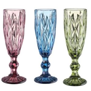 Machine geperst vintage gekleurde goblet witte wijn champagne fluit water glas groen blauw roze glazen geleid glazen beker au23