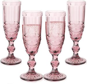 Machine pressée Vintage Colored Gobelet White Vin Champagne Champagne Verre Verre Verre Bleu Rose Gobblets Gobelettes en verre