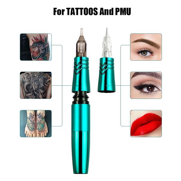 Máquina rotativa de tatuaje Hine maquillaje permanente Hine con cartuchos Rca Jack tatuaje pluma pistola doble uso ceja Hine