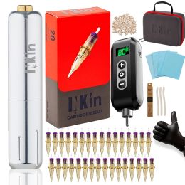 Machine Tattoo Kits Inkin Mini Permanente Makeup SMP Machine Korte Pen 20 PCS Cartridge Naalden Microblading Tattoo Supply Wenkbrauwlip