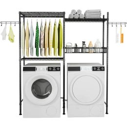 Estante de secado de ropa de máquina ULIF, estantería de almacenamiento de toallas de baño de lavandera y lavadora de lavandera, ahorro de espacio con estantes ajustables