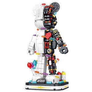 Machine Gewelddadige Beer 3D Half-Body Model Robot Bouwstenen Bricks Designer Speelgoed Collectie Bearbrick Set Kinderen Gift g220524