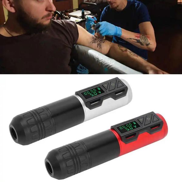 Macchina per tatuaggio wireless Hine 1800mah Penna a batteria Lunga resistenza Motore forte Display trasparente Materiale in lega di alluminio Cavo per clip per tatuaggio