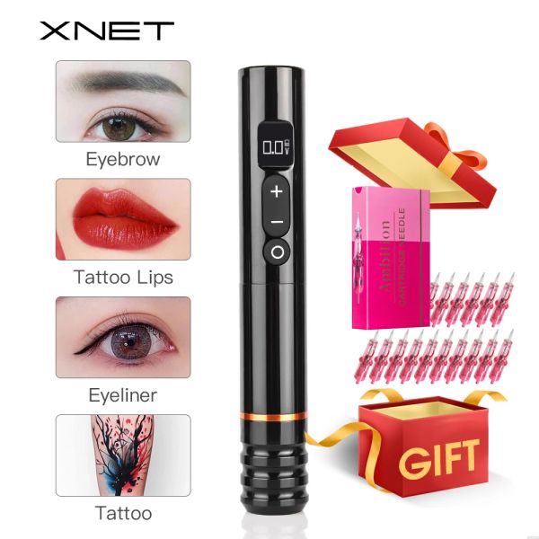 Máquina XNET Tatuaje inalámbrico Hine Pen Pen Pen Pen Pense Mape -Eyeliner Lips Herramientas Digital LCD Mostrar bajo vibración semipermanente