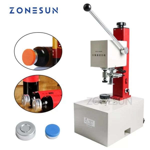 Máquina Zonesun VIALES SEMI AUTOMÁTICOS Máquina de enrollamiento Oral Líquido eléctrico Máquina de tapa a mano Sellador multifuncional Vial Crimper