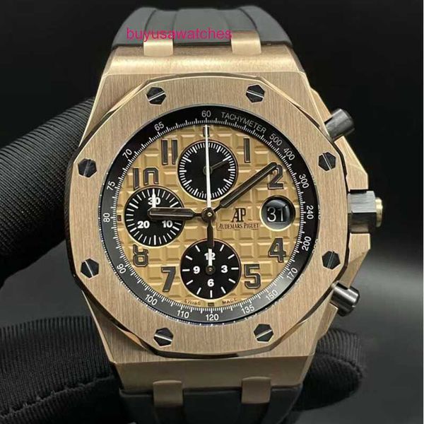 Machinery AP Reloj de pulsera Epic Royal Oak Offshore Series 26470OR Esfera de oro rosa con cinturón de cocodrilo Reloj deportivo de negocios de moda para cronometraje para hombre