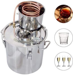 Machines 10L / 20L 2/5 Gal Alcohol Distiller tube de cuivre Moonshine Still Spirits Home Brew Wine Making Kit Contilateur d'huile en acier inoxydable