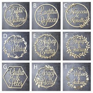 Machines Aangepaste houten bruiloft Wall Sign gepersonaliseerde bruid en bruidegomnaam Babyshower bord Circle vorm feest decor uniek feestcadeau