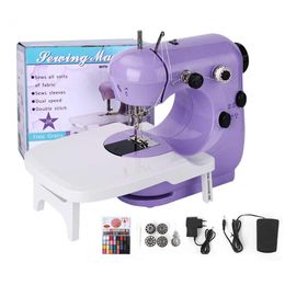 Máquinas Máquina de coser INNE Mini asistente portátil Electrec de mano para el hogar con luz nocturna Pedal de pie Línea recta Kit de dos hilos
