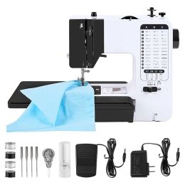 Máquinas Mini máquina de coser Prensatelas reemplazable portátil 38 puntadas Overlock Botón de inicio de tejido eléctrico con mesa de pedal