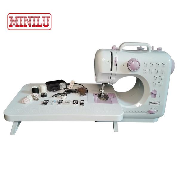 Machines MINILU Machine à coudre domestique 505L à tricoter électrique Mini bras libre portable 110240Volt DC pédale de pied d'alimentation