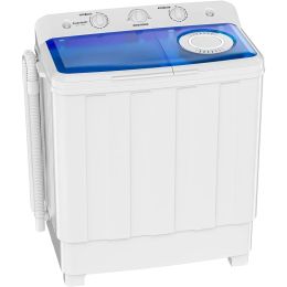 Machines à laver portable, 28 lbs twin bain mini machine à linge compacte avec pompe de vidange, semi-automatique pour les dortoirs, les appartements, les camping-cars