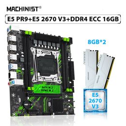 MAQUINISTA Kit X99 PR9 Conjunto de placa base LGA 2011-3 Xeon E5 2670 V3 Procesador CPU 2 piezas * 8 GB = 16 GB ECC DDR4 Memoria RAM NVME M.2 SATA 240115