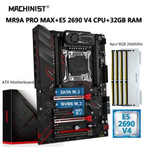 MACHINIST MR9A PRO MAX X99 Moederbord Set Kit Xeon E5 2690 V4 CPU LGA 2011-3 Processor DDR4 RAM 2666MHz 8G * 4pcs Geheugen M.2 NVME 240307