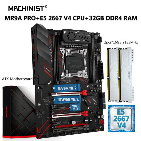 MACHINIST MR9A PRO MAX X99 ensemble de carte mère Xeon Kit E5 2667 V4 CPU LGA 2011-3 processeur 32G = 2*16G DDR4 ECC mémoire NVME M.2 WIFI 240307