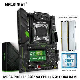 MACHINIST MR9A PRO X99 Kit de carte mère Xeon E5 2667 V4 CPU LGA 2011-3 processeur 16G = 2x8G DDR4 RAM 2666MHz mémoire NVME M.2 240307