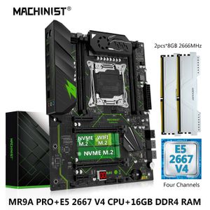 MACHINIST MR9A PRO X99 Moederbord Set Kit Xeon E5 2667 V4 CPU LGA 2011-3 Processor 16G = 2x8G DDR4 RAM 2666MHz Geheugen NVME M.2 240307