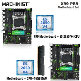 MACHINIST PR9 X99 ensemble de cartes mères LGA 2011-3 Kit Xeon E5 2650 V4 processeur d'unité centrale avec 1x16 = 16 go DDR4 ECC RAM mémoire SSD NVME M.2 240307