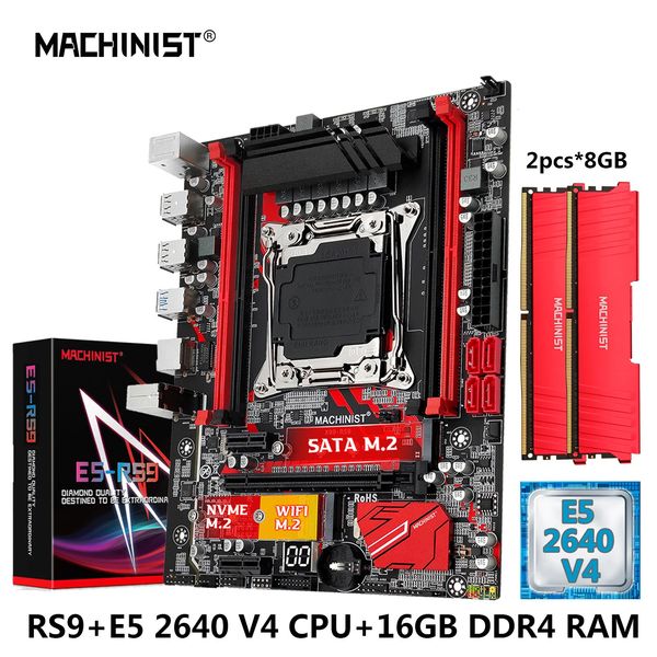 Machiniste RS9 X99 COMBO MERTOR COMBO XEON E5 2640 V4 KIT LGA 20113 CPU DDR4 28G16GB RAM 2133MHZ NVME M2 USB 30 Four Channel 240326