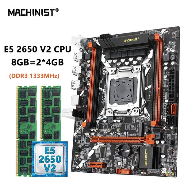 MACHINIST X79 Z9 D7 Juego de placa base LGA 20113 Kit Xeon E5 2650 V2 Procesador CPU 8GB2pcs4GB ECC DDR3 Memoria RAM NVME M2 SATA 240326