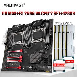 MACHINIST X99 D8 MAX kit de carte mère LGA 2011-3 ensemble Xeon E5 2696 v4 double processeur d'unité centrale DDR4 ECC 8 pièces * 16 go NVME M.2 usb3.0 E-ATX