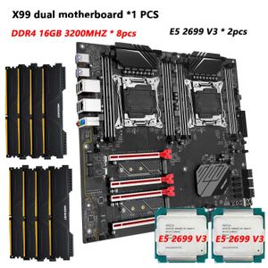 MACHINIST X99 Dual CPU Motherboard Set Kit LGA 2011-3 Xeon E5 2699 V3 CPU x 2pcs and DDR4 128GB 3200MHZ RAM X99 D8 MAX